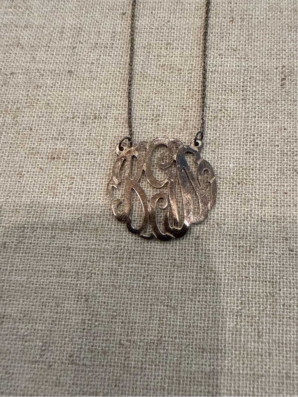 Sterling Silver 925 Monogram Necklace Personalized Script Initial Pendant (BGN)